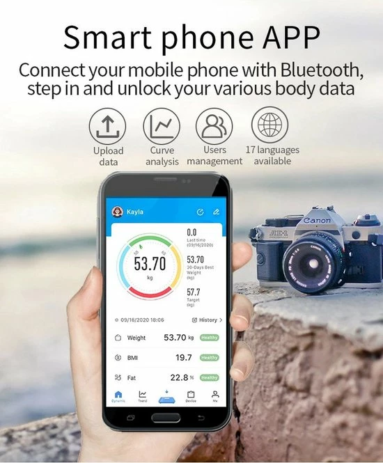 Merkloos Digitale Smart Weegschaal - Personenweegschaal - Met Lichaamsanalyse - USB Oplaadbaar - Met App - Zwart 10 Merkloos Digitale Smart Weegschaal - Personenweegschaal - Met Lichaamsanalyse - USB Oplaadbaar - Met App - Zwart - Afbeelding 8