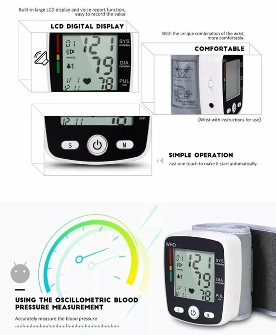 Tip Top Vintage Audio Bloeddrukmeter Pols - WHO - USB Oplaadbaar 5 Tip Top Vintage Audio Bloeddrukmeter Pols - WHO - USB Oplaadbaar - Afbeelding 3