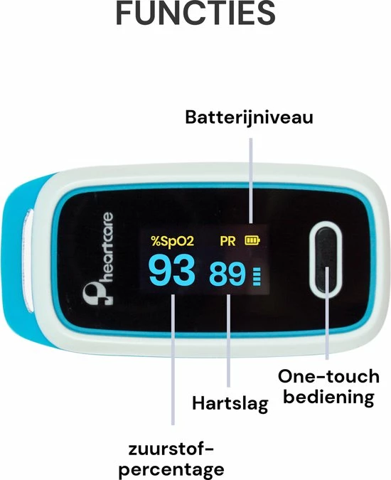 Pheartcare Saturatiemeter Zuurstofmeter Met Inspectie Certificaat En Medische Kwalificatie - Cyaan 6 Pheartcare Saturatiemeter Zuurstofmeter Met Inspectie Certificaat En Medische Kwalificatie - Cyaan - Afbeelding 4