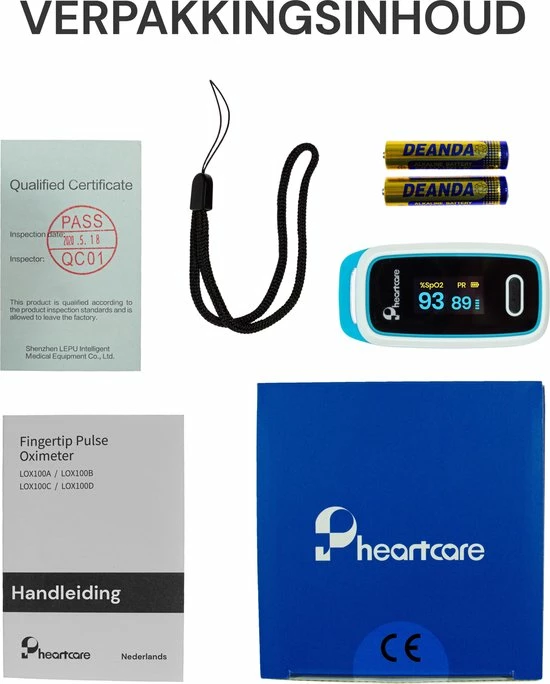Pheartcare Saturatiemeter Zuurstofmeter Met Inspectie Certificaat En Medische Kwalificatie - Cyaan 11 Pheartcare Saturatiemeter Zuurstofmeter Met Inspectie Certificaat En Medische Kwalificatie - Cyaan - Afbeelding 9