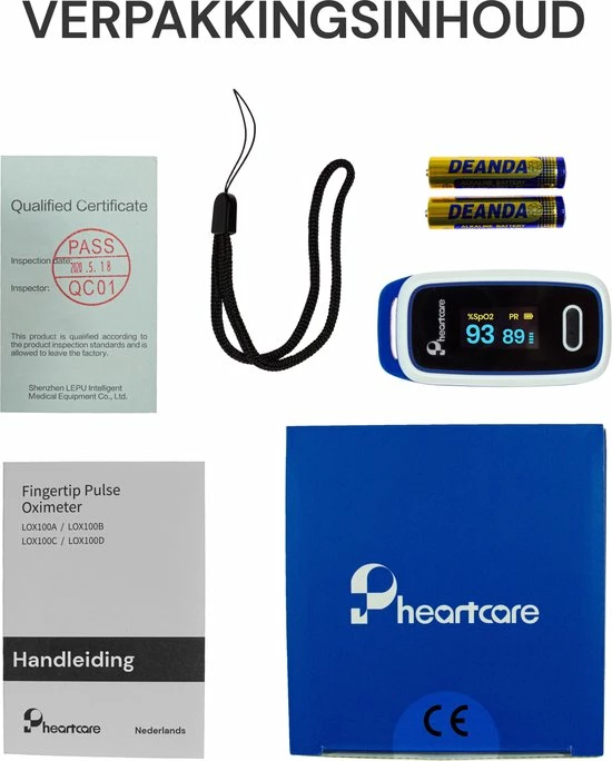 Pheartcare Saturatiemeter Zuurstofmeter Met Inspectie Certificaat En Medische Kwalificatie - Blauw 10 Pheartcare Saturatiemeter Zuurstofmeter Met Inspectie Certificaat En Medische Kwalificatie - Blauw - Afbeelding 8