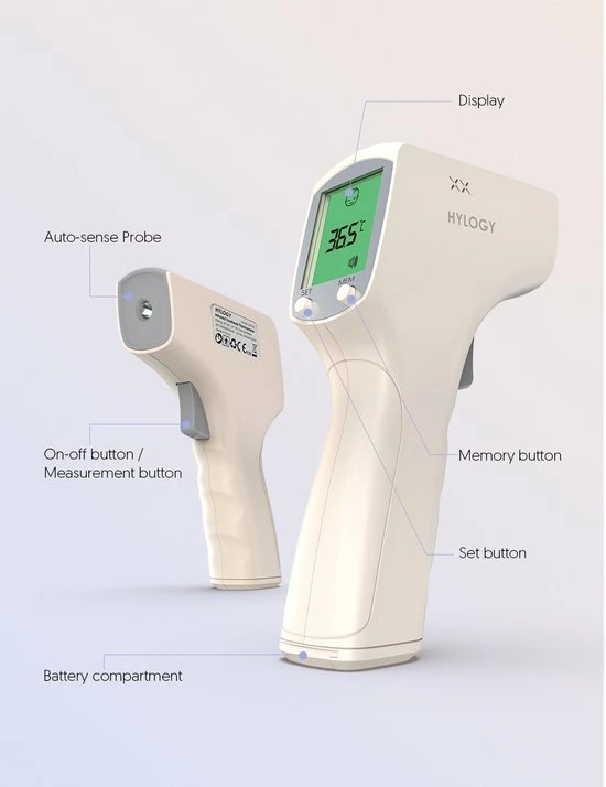 HYLOGY Thermometer Voor Volwassenen Digitaal - Infrarood Koortsthermometer Contactloze - Thermometer Lichaam Kinderen - Voorhoofd Thermometer Baby Met Lcd Display 4 HYLOGY Thermometer Voor Volwassenen Digitaal - Infrarood Koortsthermometer Contactloze - Thermometer Lichaam Kinderen - Voorhoofd Thermometer Baby Met Lcd Display - Afbeelding 2