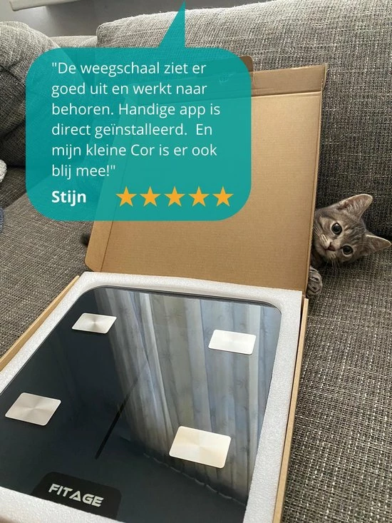 FITAGE® Personenweegschaal - Weegschaal Met 17x Lichaamsanalyse - Vetpercentagemeter - FITAGE App 18 FITAGE® Personenweegschaal - Weegschaal Met 17x Lichaamsanalyse - Vetpercentagemeter - FITAGE App - Afbeelding 16