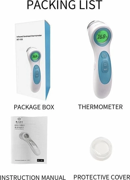 Infrarood Thermometer- Koorts- Contactloos- Thermometer Lichaam, Voorhoofd, Oor- Professioneel- Medisch- Baby, Kinderen, Volwassenen- Digitaal- CE Gecertificeerd, Hygi?nisch, Veilig, Makai 11 Infrarood Thermometer- Koorts- Contactloos- Thermometer Lichaam, Voorhoofd, Oor- Professioneel- Medisch- Baby, Kinderen, Volwassenen- Digitaal- CE Gecertificeerd, Hygi?nisch, Veilig, Makai - Afbeelding 9