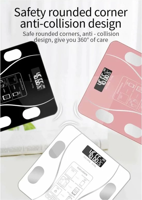 Merkloos Digitale Smart Weegschaal - Personenweegschaal - Met Lichaamsanalyse - USB Oplaadbaar - Met App - Wit 9 Merkloos Digitale Smart Weegschaal - Personenweegschaal - Met Lichaamsanalyse - USB Oplaadbaar - Met App - Wit - Afbeelding 7