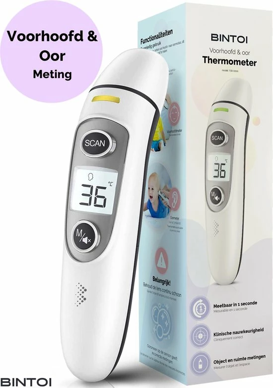 Bintoi? X200 - Thermometer Voorhoofd - Oorthermometer - Koortsthermometer 3 Bintoi? X200 - Thermometer Voorhoofd - Oorthermometer - Koortsthermometer