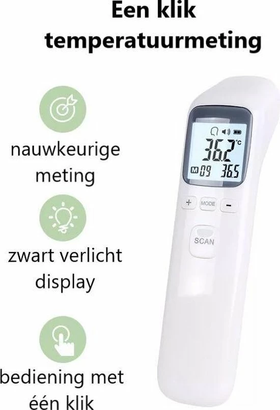 Medimeter Infrarood Thermometer Voorhoofd - Thermometer Lichaam - Koortsthermometer Voor Volwassenen En Baby's - Digitale Thermometer Koorts - Instant Meting In 1 Seconde - Makkelijk Te Lezen In Het Donker - Alarm Bij Koorts -Incl. Batterijen - Wit 5 Medimeter Infrarood Thermometer Voorhoofd - Thermometer Lichaam - Koortsthermometer Voor Volwassenen En Baby's - Digitale Thermometer Koorts - Instant Meting In 1 Seconde - Makkelijk Te Lezen In Het Donker - Alarm Bij Koorts -Incl. Batterijen - Wit - Afbeelding 3
